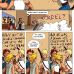 In this page of The Legend of Jamie Roberts, Daniel runs up to Jamie and Thomas and spills the beans.