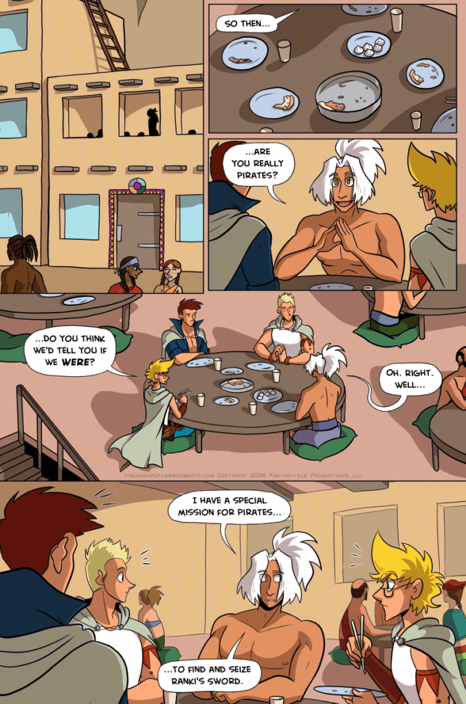 In this page of The Legend of Jamie Roberts, Odinon gives Jamie and friends a new quest