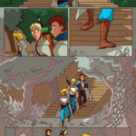 In this page of The Legend of Jamie Roberts, Jamie and friends descend the stairs to the forbidden path, and find a faded, abandoned forest path