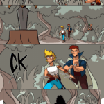 In this page of The Legend of Jamie Roberts, Jamie and Thomas approach the sword in the stump, when a figure approaches from the bushes